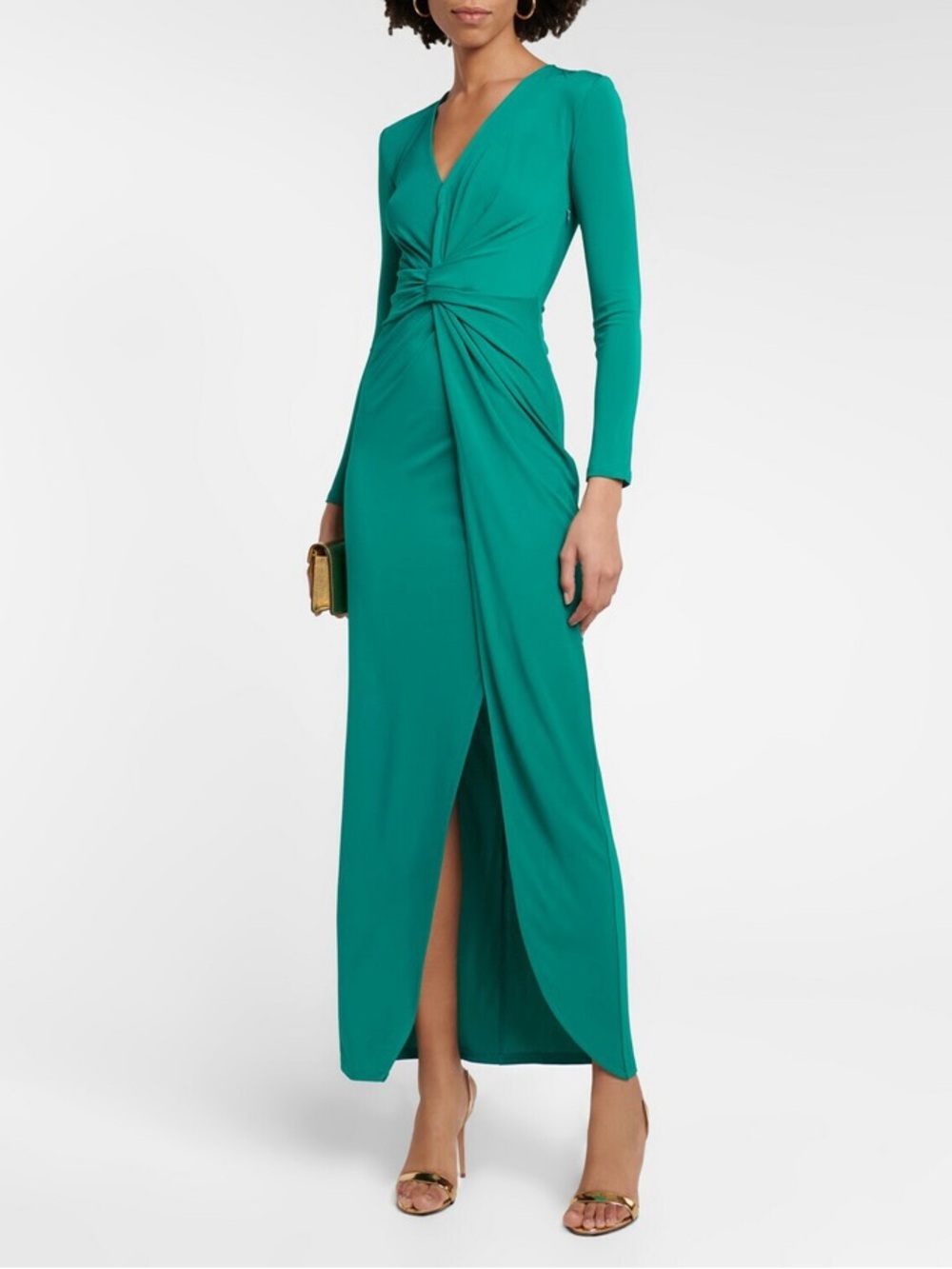 Diane von Furstenberg DVF Addams Emerald Green Jersey Maxi Dress NWT Size Small